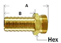 Brass NPSM Male Long Shank Diagram